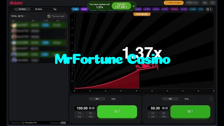 MrFortune Casino casino presented on mobile device in Pakistan with slots and live games